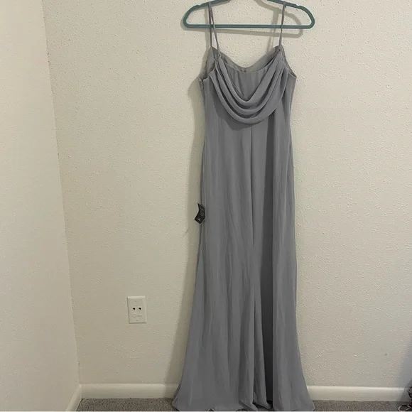 Lulu’s Captivated Light Grey Cowl Neck Maxi Dress - Size 6 - Picture 11 of 15